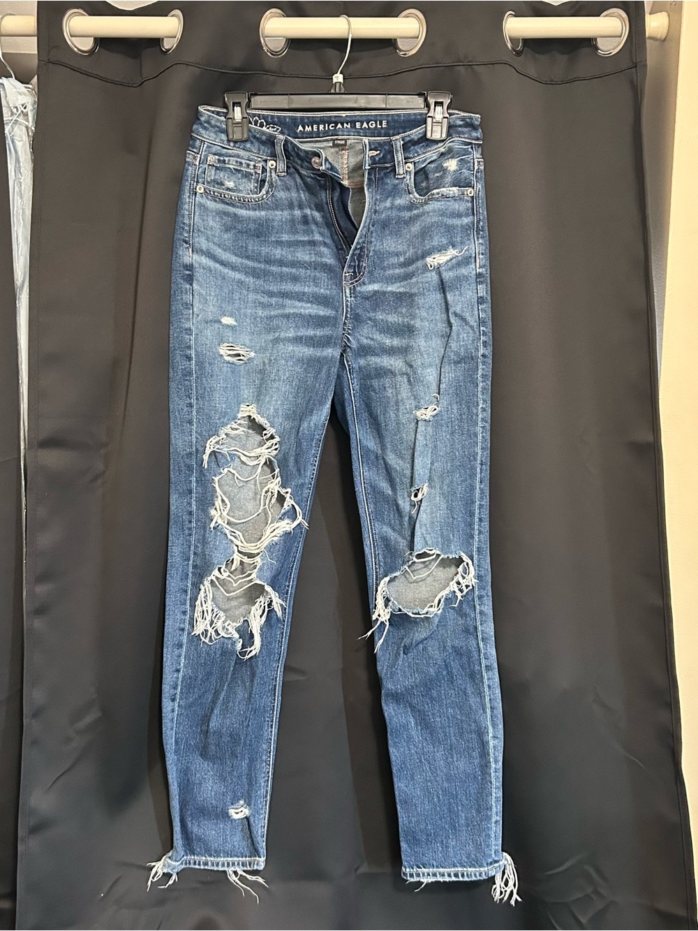 American Eagle Outfitters Ripped Dark Blue Mom Jeans